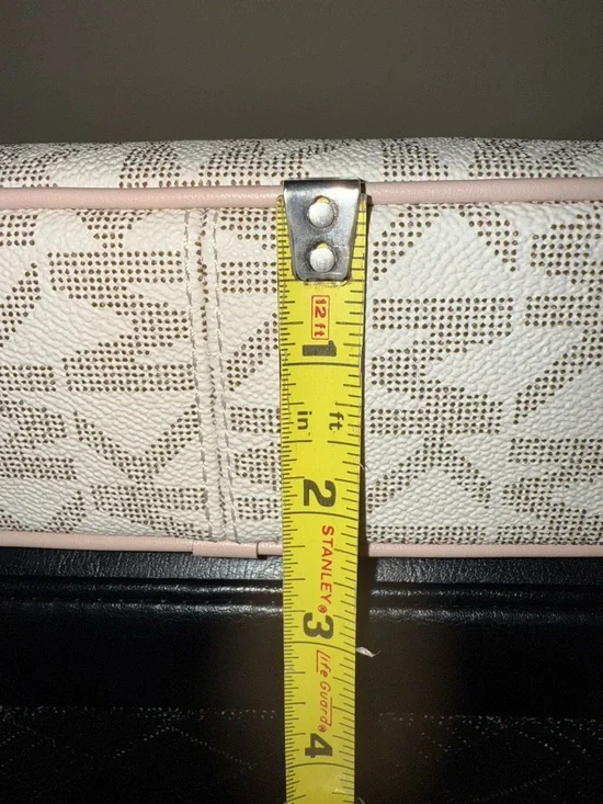 Michael Kors Jet Set Vanilla Soft Pink MK Logo MD Pouchette Shoulder Purse New - Picture 11 of 14